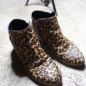 Gianni Bini Womens Torloni Calf Hair Leopard Print Side Zip Size 9M Ankle Bootie